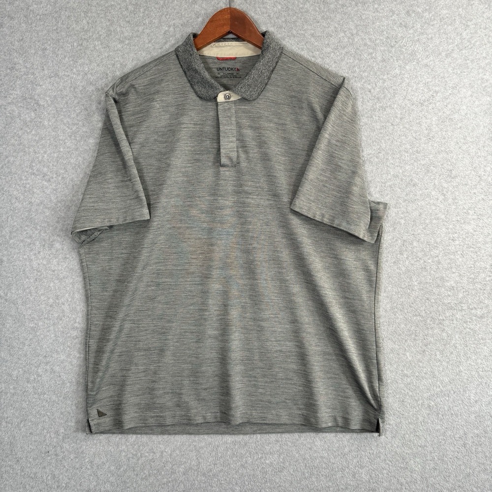 UNTUCKit Hannifer Polo‎ Shirt Mens XL Gray Heather Short Sleeve Stretch Casual
